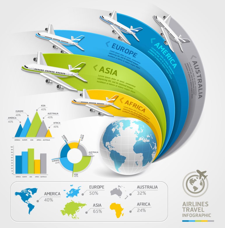 Air Travel Information Map Vector Material Air Travel Information Map Vector Material