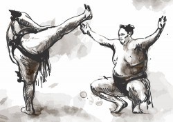 Japanese sumo hand drawing vector 09