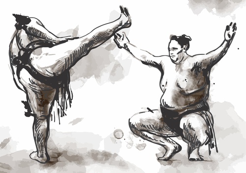 Japanese sumo hand drawing vector 09 png