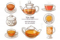 Glass Tea Sets vector