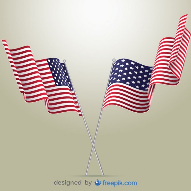 American Flags Vector Illustration