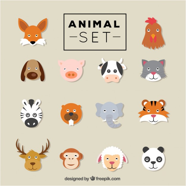 Animals flat vector set