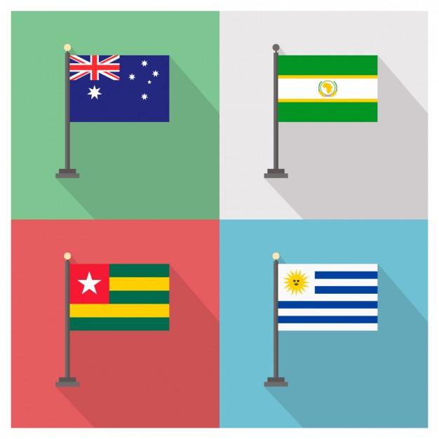 Australia African Union Togo and Uruguay Flags