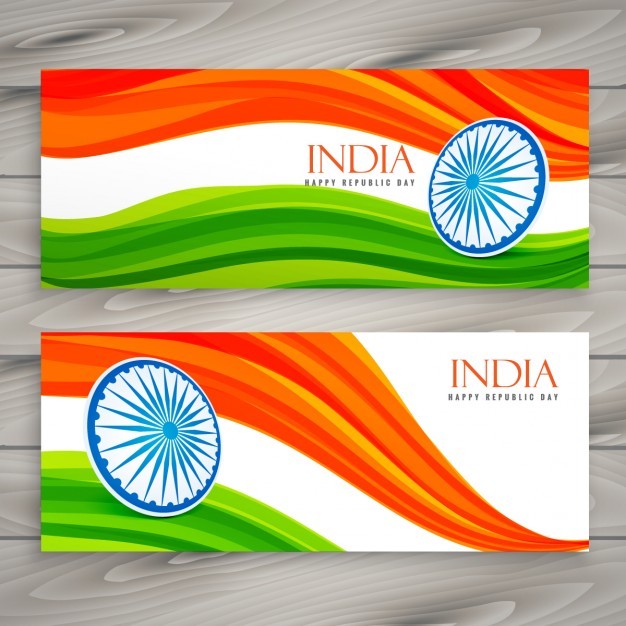 Banners of india with wavy flag