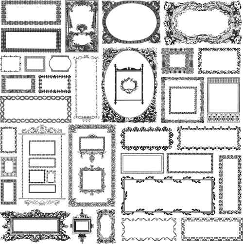 Black & white vintage Frames Mix vector