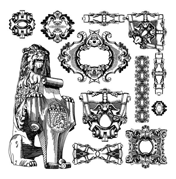 Black and white Decorative pattern Borders vector 02