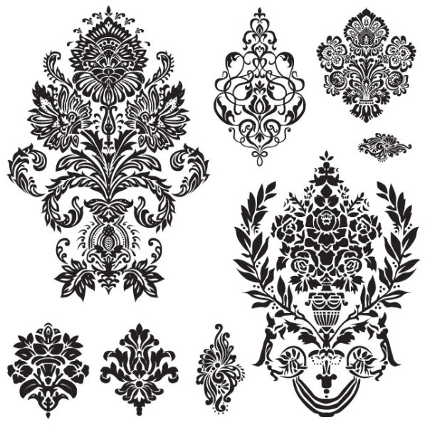 Black and white Decorative pattern free vector 01
