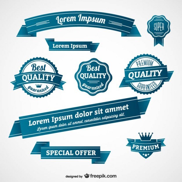 Blue retro badges and banners  Vector | Free Download