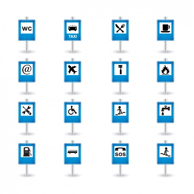 Blue Road Sign Icon Collection  Vector | Free Download
