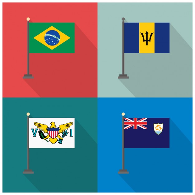 Brazil Barbados Fidji Flags