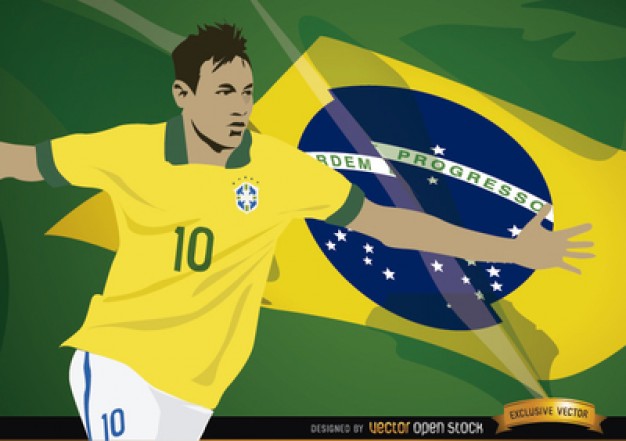 Brazil flag and Neymar