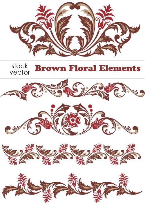 Brown Floral design Elements vector Borders