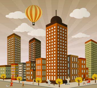 buildings with skyscrapers design vector 04