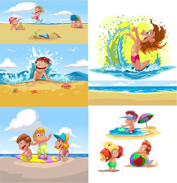 Cartoon children’s summer beach