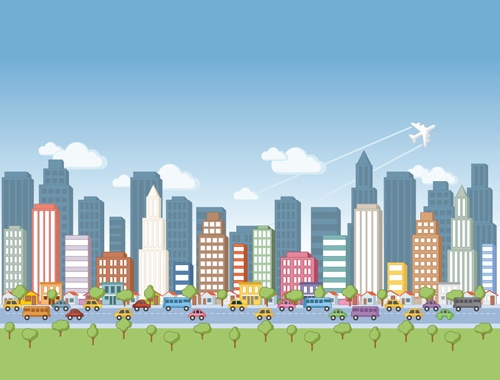 Cartoon City Landscape vector 01