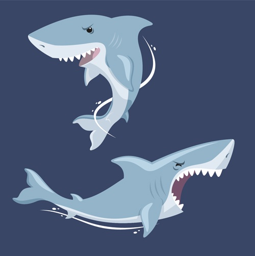 Cartoon funny shark vector material 06