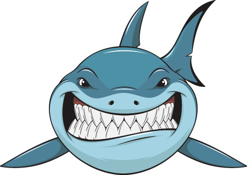 Cartoon funny shark vector material 03