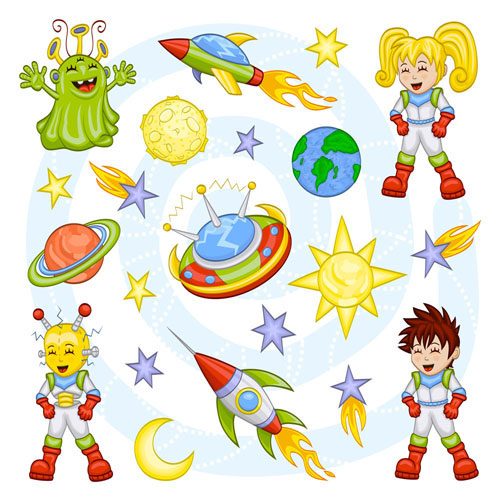 Cartoon Outer space Pattern vector 01