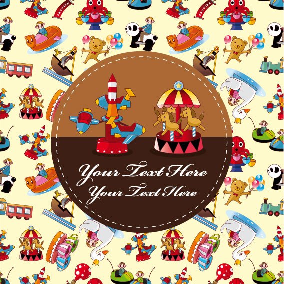 Cartoon toy front cover vector background 03