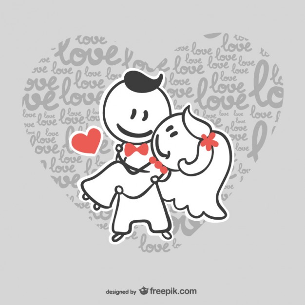 Cartoon wedding couple vector