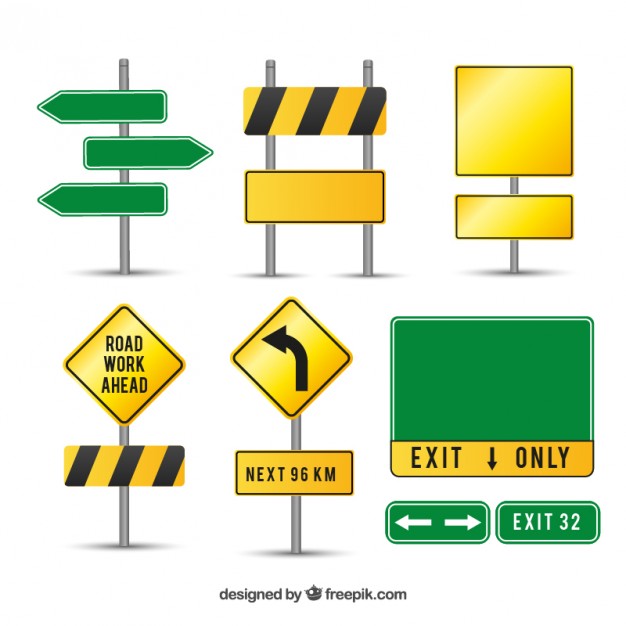 Caution road signs  Vector | Free Download