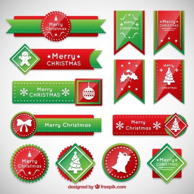 Christmas banners in red an green colors