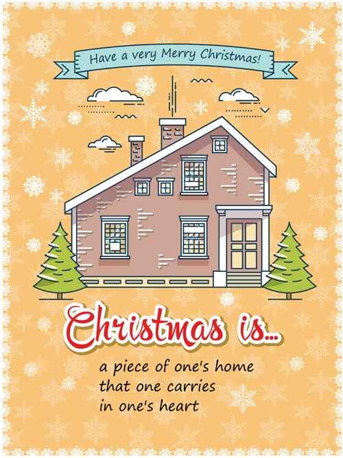 Christmas greeting cards with house vector 10