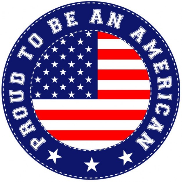 Circular sticker with american flag