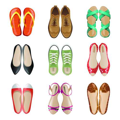 Classic woman shoes design vectors 02
