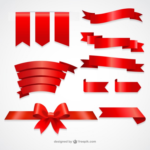 Collection of red ribbons  Vector | Free Download png