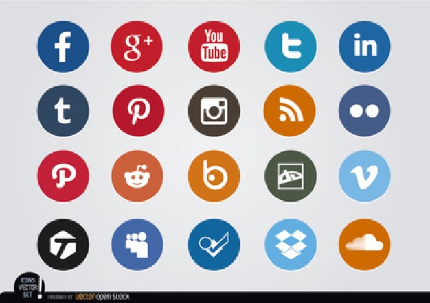 Colored social media circle icons   Vector | Free Download