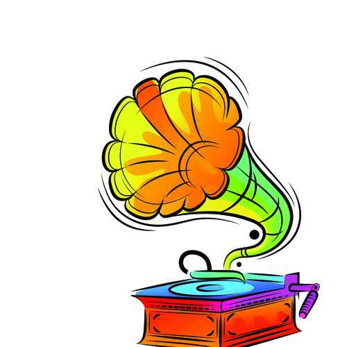 Colorful Animal and Musical instruments illustrations vector 02