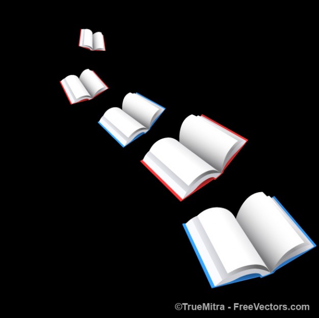 Colorful books black background vectors