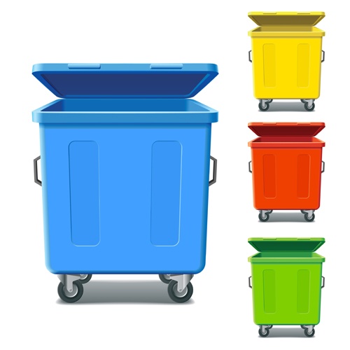 Colorful trash can vector 02