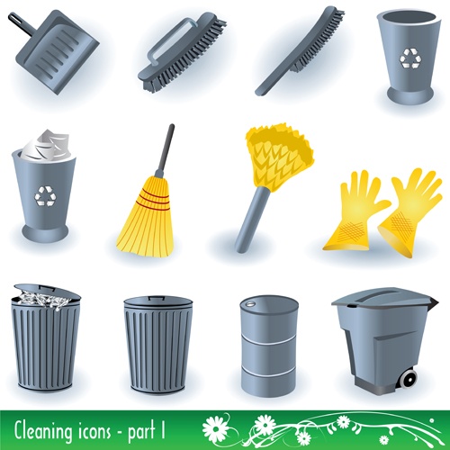 Colorful trash can vector 01