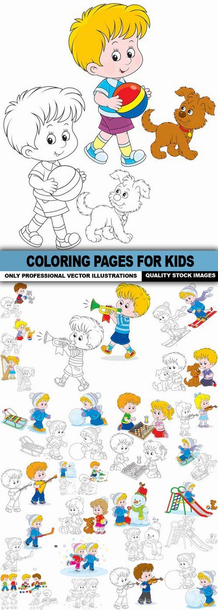 Coloring Pages For Kids – 25 Vector