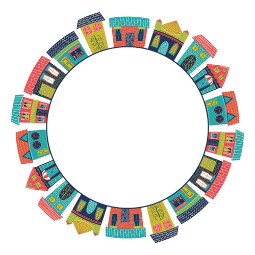 Creative house frame vector material 01