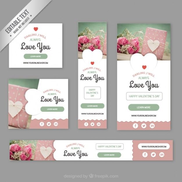 Cute valentine banners pack