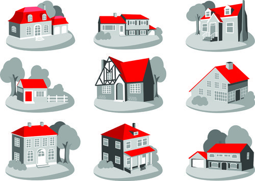 3D house template vector material