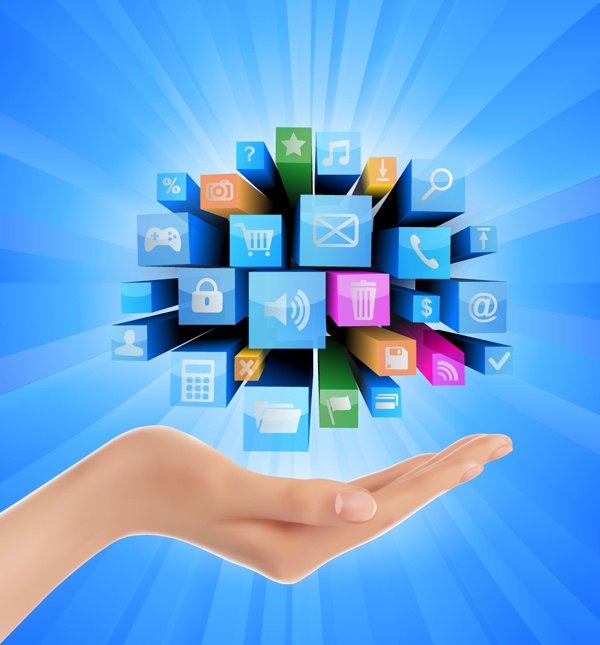 3D Internet tech template vector material 02