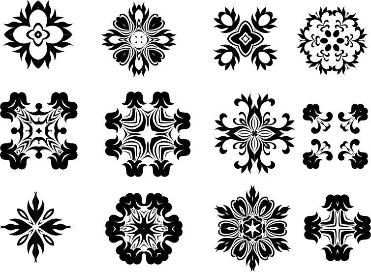 12 Decorative Radial Elements Set