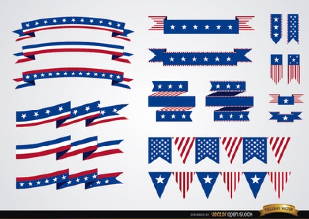 Decorative USA ribbons pack