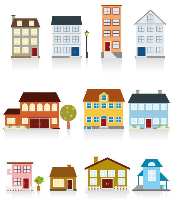 Different cartoon Houses elements vector 02