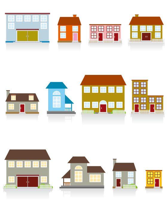 Different cartoon Houses elements vector 01