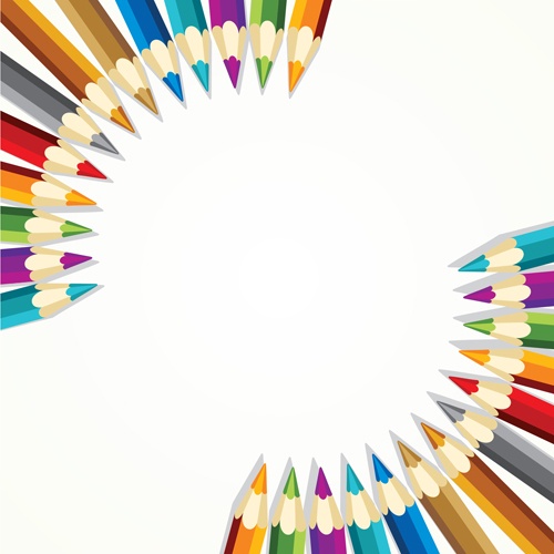 Different Colored pencil vector set 01