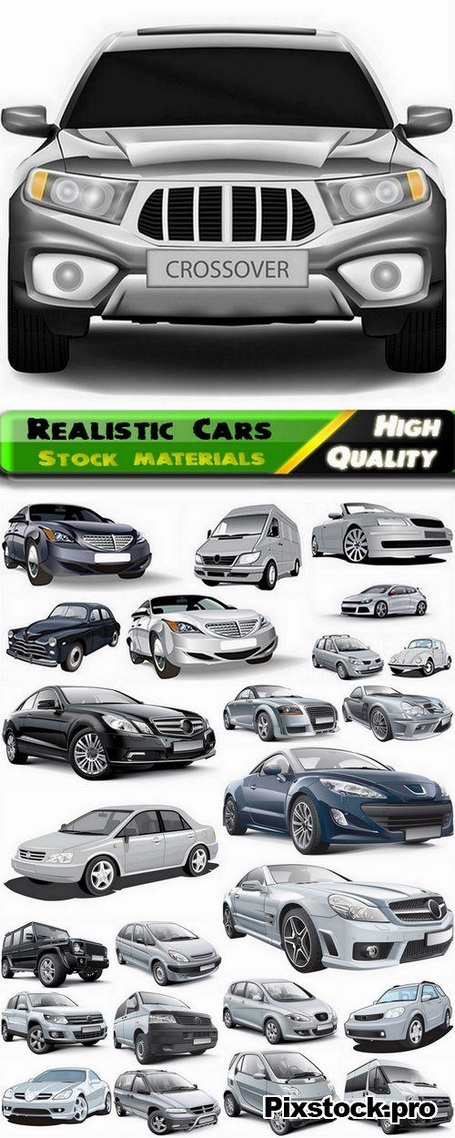 Different realistic Cars in vector from stock – 25 Eps