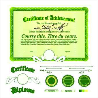 Diploma Certificate Template and ornaments vector 05