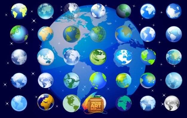 Earth Globe Icons Set  Vector | Free Download
