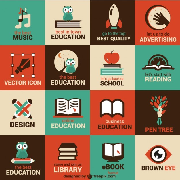 Education and science flat symbols