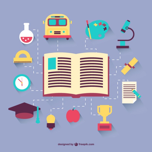 Education flat icons set